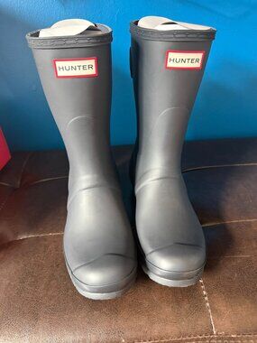 Hunter Original Short Back Adjustable Rain Boot Navy Size Women 7 / Men 5